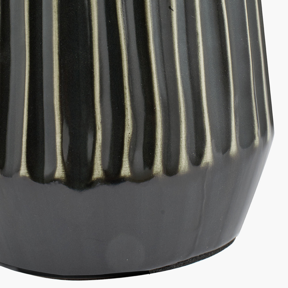 Artemis Black Textured Ceramic & Brushed Silver Tall Table Lamp